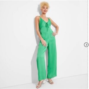 Womans wide leg green size large romper